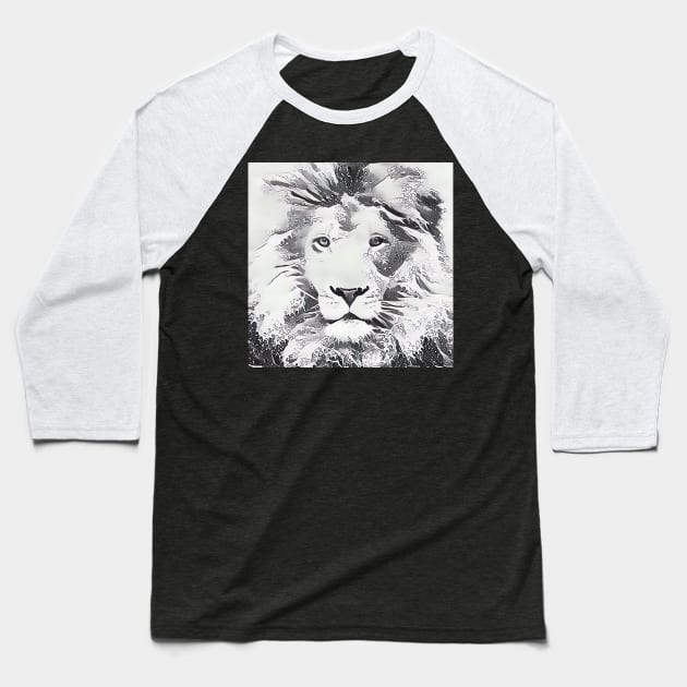 The Lion of the Waves (Black and White) Baseball T-Shirt by The Creative Elf